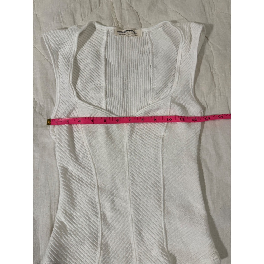Free People We The Free White Ribbed Corset Tank Top Sweetheart Neck Small - Picture 8 of 8